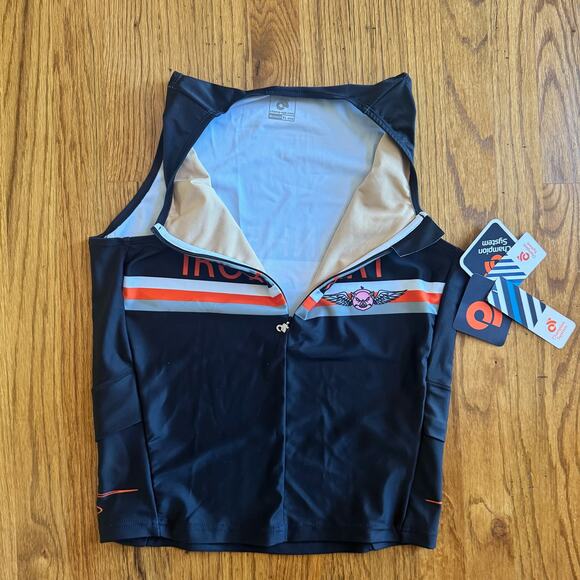 NWT Womens XL Jersey Triathlon Cycling 1/4 Zip Sleeveless ITU Ironheart ChampSys - Picture 2 of 12